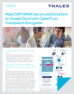 Make SAP HANA Secure and Compliant on Google Cloud with CipherTrust Transparent Encryption - Solution Brief
